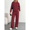 image:imagePRETTYGARDEN Womens Striped Sweatsuits 2 Piece Outfits Matching Lounge Sets  Oversized Hoodie Sweat Set Kangaroo Pocket Wide Leg Sweatpants Retro Y2K Casual Tracksuits Travel Airport Workout ClothesWine Red
