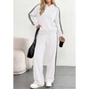 image:imagePRETTYGARDEN Womens Striped Sweatsuits 2 Piece Outfits Matching Lounge Sets  Oversized Hoodie Sweat Set Kangaroo Pocket Wide Leg Sweatpants Retro Y2K Casual Tracksuits Travel Airport Workout ClothesWhite