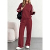 image:imagePRETTYGARDEN Womens Striped Sweatsuits 2 Piece Outfits Matching Lounge Sets  Oversized Hoodie Sweat Set Kangaroo Pocket Wide Leg Sweatpants Retro Y2K Casual Tracksuits Travel Airport Workout ClothesWine Red