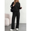 image:imagePRETTYGARDEN Womens Striped Sweatsuits 2 Piece Outfits Matching Lounge Sets  Oversized Hoodie Sweat Set Kangaroo Pocket Wide Leg Sweatpants Retro Y2K Casual Tracksuits Travel Airport Workout ClothesBlack