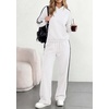 image:imagePRETTYGARDEN Womens Striped Sweatsuits 2 Piece Outfits Matching Lounge Sets  Oversized Hoodie Sweat Set Kangaroo Pocket Wide Leg Sweatpants Retro Y2K Casual Tracksuits Travel Airport Workout ClothesWhite