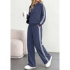 image:imagePRETTYGARDEN Womens Striped Sweatsuits 2 Piece Outfits Matching Lounge Sets  Oversized Hoodie Sweat Set Kangaroo Pocket Wide Leg Sweatpants Retro Y2K Casual Tracksuits Travel Airport Workout ClothesNavy Blue