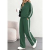 image:imagePRETTYGARDEN Womens Striped Sweatsuits 2 Piece Outfits Matching Lounge Sets  Oversized Hoodie Sweat Set Kangaroo Pocket Wide Leg Sweatpants Retro Y2K Casual Tracksuits Travel Airport Workout ClothesGreen