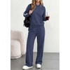 image:imagePRETTYGARDEN Womens Striped Sweatsuits 2 Piece Outfits Matching Lounge Sets  Oversized Hoodie Sweat Set Kangaroo Pocket Wide Leg Sweatpants Retro Y2K Casual Tracksuits Travel Airport Workout ClothesNavy Blue