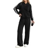 image:imagePRETTYGARDEN Womens Striped Sweatsuits 2 Piece Outfits Matching Lounge Sets  Oversized Hoodie Sweat Set Kangaroo Pocket Wide Leg Sweatpants Retro Y2K Casual Tracksuits Travel Airport Workout ClothesBlack