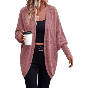 image:imagePRETTYGARDEN Batwing Long Sleeve Lightweight Cardigan Sweaters for Women  Casual Open Front Long Cardigans Loose Fit Soft Ribbed Knit Light Weight Sweater Fashion Early Fall Clothes Travel OutfitsDusty Pink