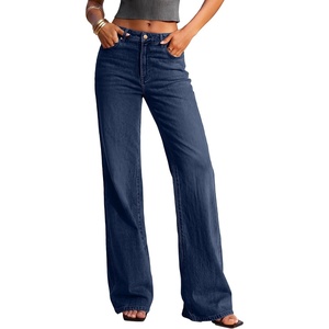 image:imagePRETTYGARDEN Womens Wide Leg Jeans High Waisted Denim Pants  Stretchy Flare Jeans Comfy Soft Basic5Pocket Trendy Bottoms Casual Office Wear Going Out Outfits Fashion ClothingBright Blue