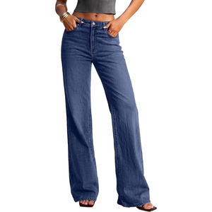 image:imagePRETTYGARDEN Womens Wide Leg Jeans High Waisted Denim Pants  Stretchy Flare Jeans Comfy Soft Basic5Pocket Trendy Bottoms Casual Office Wear Going Out Outfits Fashion ClothingDeep Blue