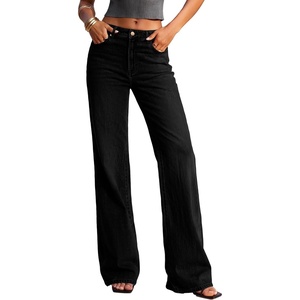 image:imagePRETTYGARDEN Womens Wide Leg Jeans High Waisted Denim Pants  Stretchy Flare Jeans Comfy Soft Basic5Pocket Trendy Bottoms Casual Office Wear Going Out Outfits Fashion ClothingBlack