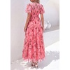image:imagePRETTYGARDEN Women Tulle Floral Flowy Maxi Dress  Long Boho Dresses Smocked Tiered A Line Spring Summer Elegant Outfit for Wedding Guest Beach Vacation Date Night PartyPink Red Floral