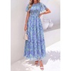 image:imagePRETTYGARDEN Women Tulle Floral Flowy Maxi Dress  Long Boho Dresses Smocked Tiered A Line Spring Summer Elegant Outfit for Wedding Guest Beach Vacation Date Night PartyBlue Purple Floral