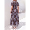 image:imagePRETTYGARDEN Women Tulle Floral Flowy Maxi Dress  Long Boho Dresses Smocked Tiered A Line Spring Summer Elegant Outfit for Wedding Guest Beach Vacation Date Night PartyBrown Blue Floral