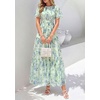 image:imagePRETTYGARDEN Women Tulle Floral Flowy Maxi Dress  Long Boho Dresses Smocked Tiered A Line Spring Summer Elegant Outfit for Wedding Guest Beach Vacation Date Night PartyLight Green Blue Floral