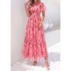 image:imagePRETTYGARDEN Women Tulle Floral Flowy Maxi Dress  Long Boho Dresses Smocked Tiered A Line Spring Summer Elegant Outfit for Wedding Guest Beach Vacation Date Night PartyPink Red Floral