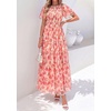 image:imagePRETTYGARDEN Women Tulle Floral Flowy Maxi Dress  Long Boho Dresses Smocked Tiered A Line Spring Summer Elegant Outfit for Wedding Guest Beach Vacation Date Night PartyBeige Red Floral