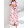 image:imagePRETTYGARDEN Women Tulle Floral Flowy Maxi Dress  Long Boho Dresses Smocked Tiered A Line Spring Summer Elegant Outfit for Wedding Guest Beach Vacation Date Night PartyWhite Pink Floral