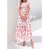 image:imagePRETTYGARDEN Women Tulle Floral Flowy Maxi Dress  Long Boho Dresses Smocked Tiered A Line Spring Summer Elegant Outfit for Wedding Guest Beach Vacation Date Night PartyWhite Pink Floral