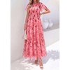 image:imagePRETTYGARDEN Women Tulle Floral Flowy Maxi Dress  Long Boho Dresses Smocked Tiered A Line Spring Summer Elegant Outfit for Wedding Guest Beach Vacation Date Night PartyPink Red Floral