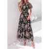 image:imagePRETTYGARDEN Women Tulle Floral Flowy Maxi Dress  Long Boho Dresses Smocked Tiered A Line Spring Summer Elegant Outfit for Wedding Guest Beach Vacation Date Night PartyArmy Green Pink Floral