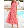 image:imagePRETTYGARDEN Women Tulle Floral Flowy Maxi Dress  Long Boho Dresses Smocked Tiered A Line Spring Summer Elegant Outfit for Wedding Guest Beach Vacation Date Night PartyOrange Pink Red Floral