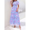 image:imagePRETTYGARDEN Women Tulle Floral Flowy Maxi Dress  Long Boho Dresses Smocked Tiered A Line Spring Summer Elegant Outfit for Wedding Guest Beach Vacation Date Night PartyBlue Pink Floral