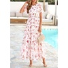 image:imagePRETTYGARDEN Women Tulle Floral Flowy Maxi Dress  Long Boho Dresses Smocked Tiered A Line Spring Summer Elegant Outfit for Wedding Guest Beach Vacation Date Night PartyWhite Pink Floral