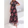 image:imagePRETTYGARDEN Women Tulle Floral Flowy Maxi Dress  Long Boho Dresses Smocked Tiered A Line Spring Summer Elegant Outfit for Wedding Guest Beach Vacation Date Night PartyBlack Floral