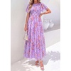 image:imagePRETTYGARDEN Women Tulle Floral Flowy Maxi Dress  Long Boho Dresses Smocked Tiered A Line Spring Summer Elegant Outfit for Wedding Guest Beach Vacation Date Night PartyPurple Pink Floral