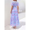 image:imagePRETTYGARDEN Women Tulle Floral Flowy Maxi Dress  Long Boho Dresses Smocked Tiered A Line Spring Summer Elegant Outfit for Wedding Guest Beach Vacation Date Night PartyBlue Pink Floral