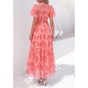 image:imagePRETTYGARDEN Women Tulle Floral Flowy Maxi Dress  Long Boho Dresses Smocked Tiered A Line Spring Summer Elegant Outfit for Wedding Guest Beach Vacation Date Night PartyOrange Pink Red Floral