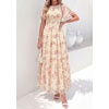 image:imagePRETTYGARDEN Women Tulle Floral Flowy Maxi Dress  Long Boho Dresses Smocked Tiered A Line Spring Summer Elegant Outfit for Wedding Guest Beach Vacation Date Night PartyBeige Pink Floral