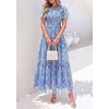image:imagePRETTYGARDEN Women Tulle Floral Flowy Maxi Dress  Long Boho Dresses Smocked Tiered A Line Spring Summer Elegant Outfit for Wedding Guest Beach Vacation Date Night PartyBlue Purple Floral