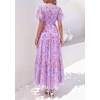 image:imagePRETTYGARDEN Women Tulle Floral Flowy Maxi Dress  Long Boho Dresses Smocked Tiered A Line Spring Summer Elegant Outfit for Wedding Guest Beach Vacation Date Night PartyPurple Pink Floral