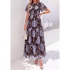 image:imagePRETTYGARDEN Women Tulle Floral Flowy Maxi Dress  Long Boho Dresses Smocked Tiered A Line Spring Summer Elegant Outfit for Wedding Guest Beach Vacation Date Night PartyBrown Blue Floral