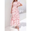image:imagePRETTYGARDEN Women Tulle Floral Flowy Maxi Dress  Long Boho Dresses Smocked Tiered A Line Spring Summer Elegant Outfit for Wedding Guest Beach Vacation Date Night PartyWhite Pink Floral