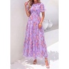 image:imagePRETTYGARDEN Women Tulle Floral Flowy Maxi Dress  Long Boho Dresses Smocked Tiered A Line Spring Summer Elegant Outfit for Wedding Guest Beach Vacation Date Night PartyPurple Pink Floral