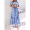 image:imagePRETTYGARDEN Women Tulle Floral Flowy Maxi Dress  Long Boho Dresses Smocked Tiered A Line Spring Summer Elegant Outfit for Wedding Guest Beach Vacation Date Night PartyBlue Purple Floral