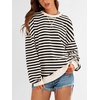image:imagePRETTYGARDEN Womens Striped Oversized Sweatshirt Color Block Crew Neck Long Sleeve Casual Loose Pullover Top Y2K ClothesBeige Black