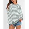 image:imagePRETTYGARDEN Womens Striped Oversized Sweatshirt Color Block Crew Neck Long Sleeve Casual Loose Pullover Top Y2K ClothesLight Green White