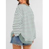 image:imagePRETTYGARDEN Womens Striped Oversized Sweatshirt Color Block Crew Neck Long Sleeve Casual Loose Pullover Top Y2K ClothesLight Green White