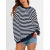 image:imagePRETTYGARDEN Womens Striped Oversized Sweatshirt Color Block Crew Neck Long Sleeve Casual Loose Pullover Top Y2K ClothesNavy