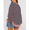 image:imagePRETTYGARDEN Womens Striped Oversized Sweatshirt Color Block Crew Neck Long Sleeve Casual Loose Pullover Top Y2K ClothesPink Navy