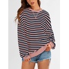 image:imagePRETTYGARDEN Womens Striped Oversized Sweatshirt Color Block Crew Neck Long Sleeve Casual Loose Pullover Top Y2K ClothesPink Navy