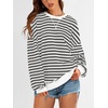 image:imagePRETTYGARDEN Womens Striped Oversized Sweatshirt Color Block Crew Neck Long Sleeve Casual Loose Pullover Top Y2K ClothesWhite Grey