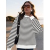 image:imagePRETTYGARDEN Womens Striped Oversized Sweatshirt Color Block Crew Neck Long Sleeve Casual Loose Pullover Top Y2K ClothesWhite Grey