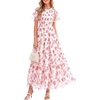 image:imagePRETTYGARDEN Women Tulle Floral Flowy Maxi Dress  Long Boho Dresses Smocked Tiered A Line Spring Summer Elegant Outfit for Wedding Guest Beach Vacation Date Night PartyWhite Pink Floral