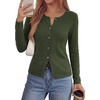 image:imagePRETTYGARDEN Button Up Cardigan Sweaters for Women  Slim Fitted KnitwearLong Sleeve Lightweight Knit CardigansBusiness Casual Outfits Work TopsLayering Piece for FallampWinterArmy Green