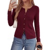 image:imagePRETTYGARDEN Button Up Cardigan Sweaters for Women  Slim Fitted KnitwearLong Sleeve Lightweight Knit CardigansBusiness Casual Outfits Work TopsLayering Piece for FallampWinterWine Red