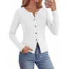 image:imagePRETTYGARDEN Button Up Cardigan Sweaters for Women  Slim Fitted KnitwearLong Sleeve Lightweight Knit CardigansBusiness Casual Outfits Work TopsLayering Piece for FallampWinterWhite