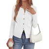 image:imagePRETTYGARDEN Button Up Cardigan Sweaters for Women  Slim Fitted KnitwearLong Sleeve Lightweight Knit CardigansBusiness Casual Outfits Work TopsLayering Piece for FallampWinterWhite